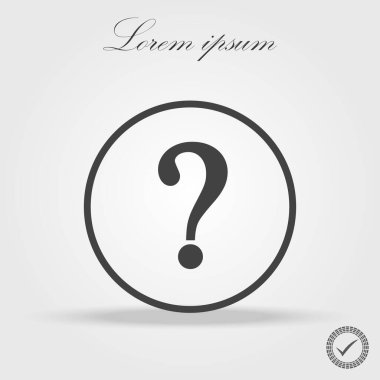 Soru vektörü simgesi, yardım sembolü, modayı takip eden düz biçimdeki soru işareti