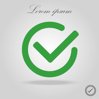 Çemberdeki yeşil işaret simgesi. Yeşil renkli kene sembolü, vektör illüstrasyonu.