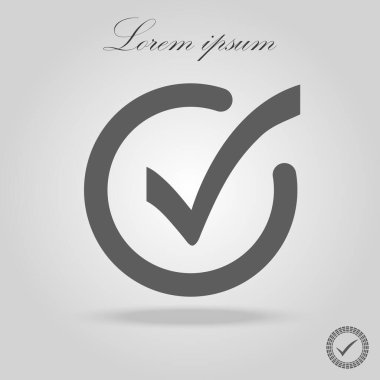 Chek, Tamam, Evet simge vektör çizim onayladı. Onay işareti simgesi beyaz arka plan üzerinde. Vektör çizim