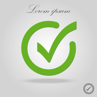 Yeşil kene işareti, kutu, işaret. Vektör illüstrasyonu.