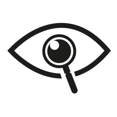 Göz büyüteç simgesi, beyaz arkaplanda izole edilmiş. Pictogram 'ı arayın. eps10