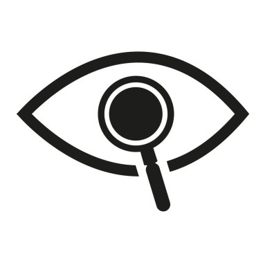 Göz büyüteç simgesi, beyaz arkaplanda izole edilmiş. Pictogram 'ı arayın. eps10