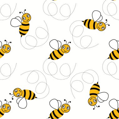 Bal arısı çizgi filmi kusursuz. Vektör şirin çizgi film arısı kusursuz desen arkaplanı