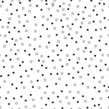 Kusursuz siyah yıldız desenli beyaz arka plan. 10 saniye.