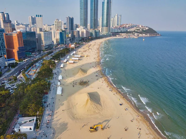Vue Aérienne Festival Sable Haeundae Beach Busan Corée Sud Asie Images De Stock Libres De Droits