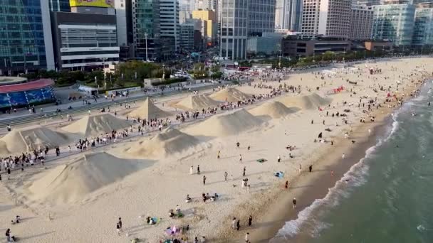 Veduta Aerea Del Haeundae Sand Festival Busan Corea Del Sud — Video Stock