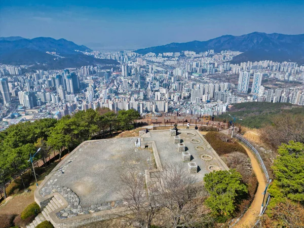 Vue Aérienne Des Bongsudae Montagne Hwangryeongsan Busan Corée Sud Asie Photo De Stock