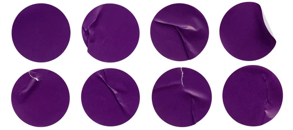 白を基調とした黒紫色の丸型接着剤シールラベルのセット — ストック写真