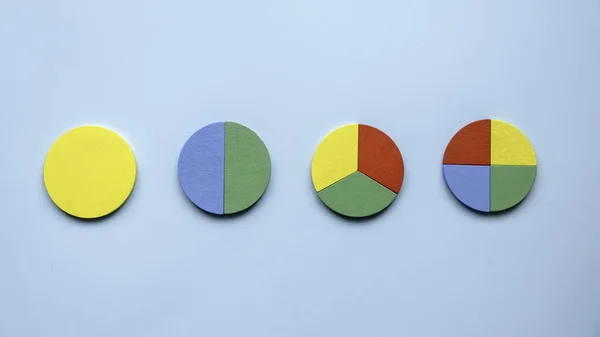 Colorful Different Shape Wooden Pie Chart Pieces — Stock Photo, Image