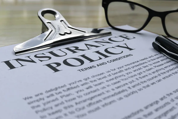 Insurance policy concept. Company insurance policy document.