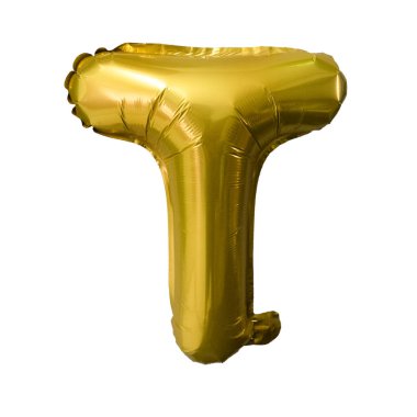 Alfabedeki altın folyo alfabesi beyaza izole edilmiş. Doğum günü tebrik kartı. Yıldönümü kavramı.