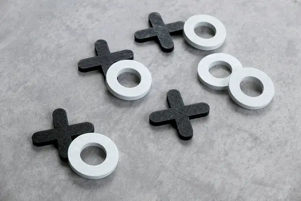 stock image Wooden Tic Tac Toe Game on a Table: Classic Strategy and Fun for All Ages