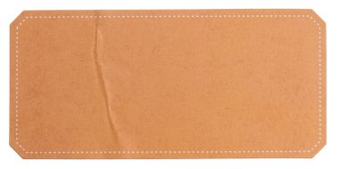 Beyaz arkaplanda izole edilmiş turuncu dikdörtgen kağıt etiketi.