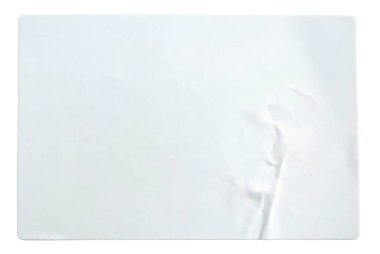 Beyaz dikdörtgen kağıt etiket beyaz üzerine izole.