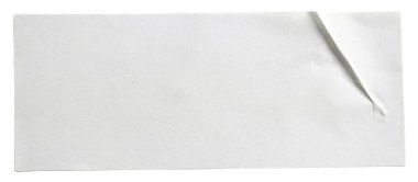 Beyaz dikdörtgen kağıt etiket beyaz üzerine izole.