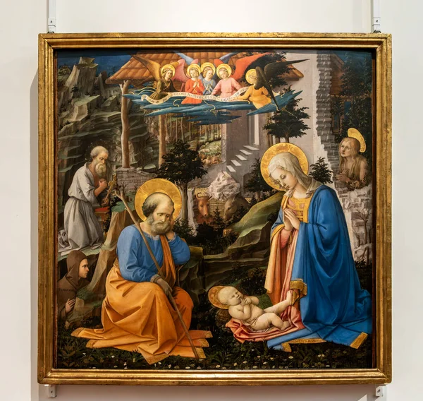 Рождество Иисуса Картина Филиппо Липпи Галерея Уффици Флоренция — стоковое фото
