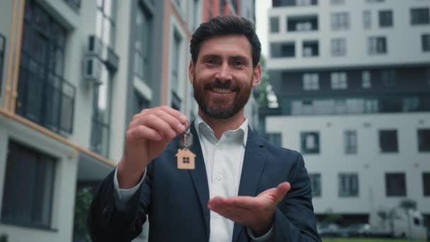 Emlak Yöneticisi Sahibi Işadamı Bankacı Kafkasyalı Başarılı Adam Şehir Merkezindeki — Stok video