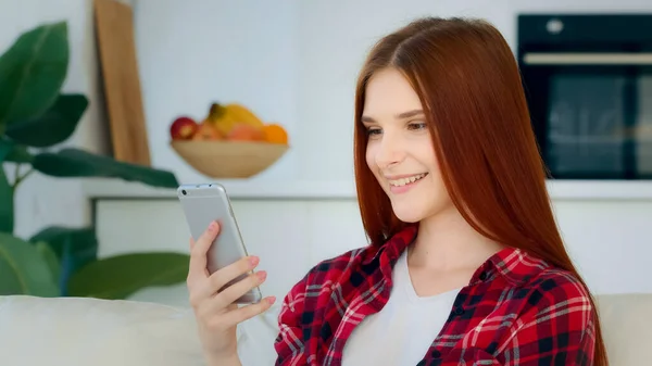 Attractive Caucasian Model Girl Taking Selfie Photo Redhead Young Woman — Photo