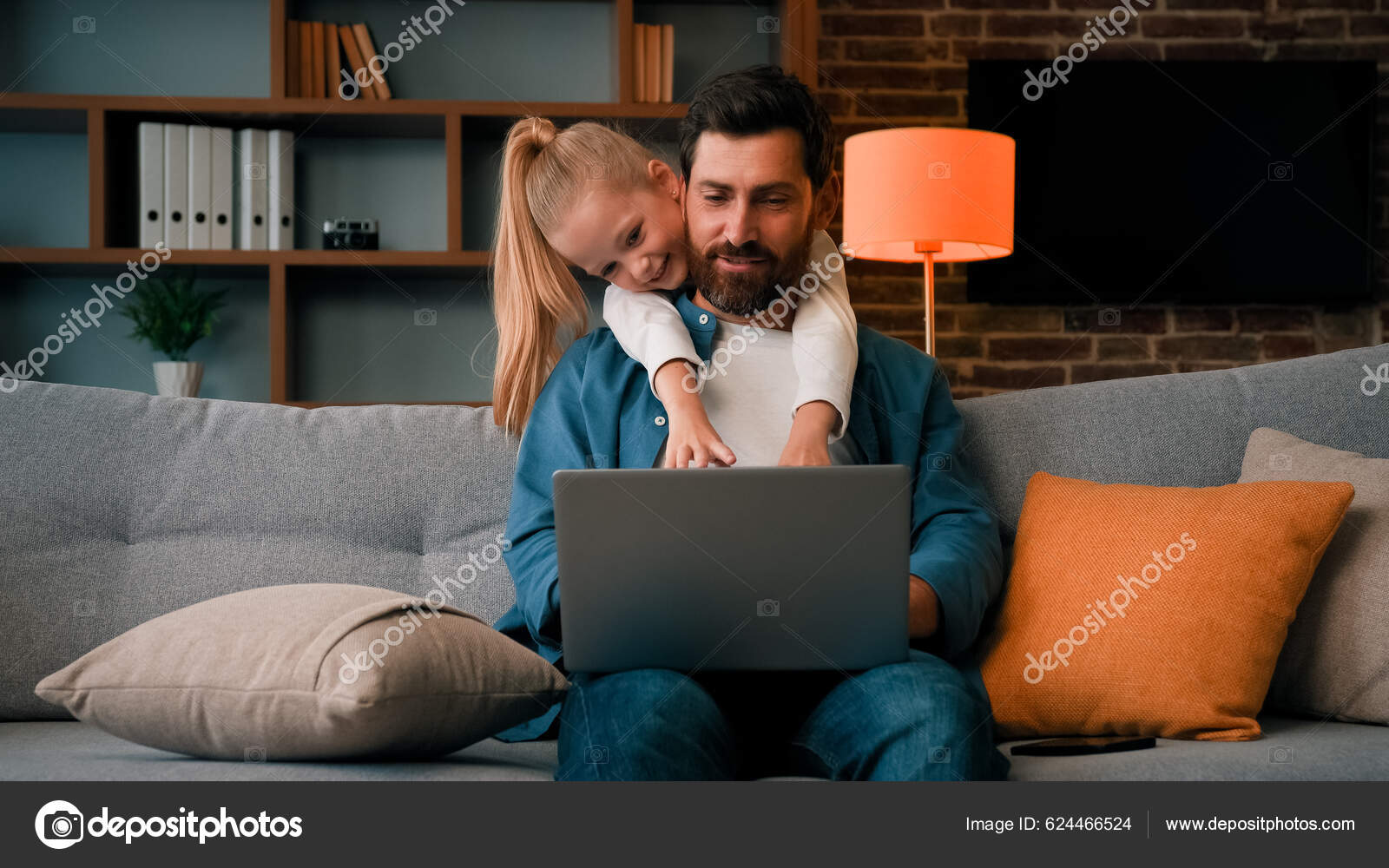Cute Active Naughty Girl Noisy Child Plays Daddy Hugs Father Stock Photo by ©jet_po.mail.ru 624466524