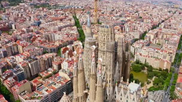 Barcelona Španělsko 2022 Vrchol Leteckého Pohledu Staré Město Barcelona City — Stock video