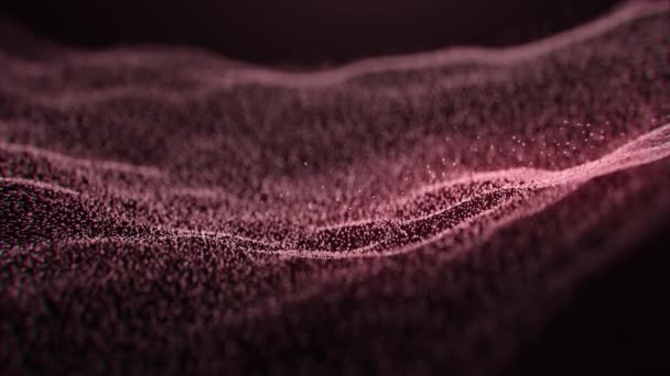 Bewegte Fließen Rot Glühende Teilchen Zeitlupe Abstrakten Mikrokristallstaub Magische Kleine — Stockvideo