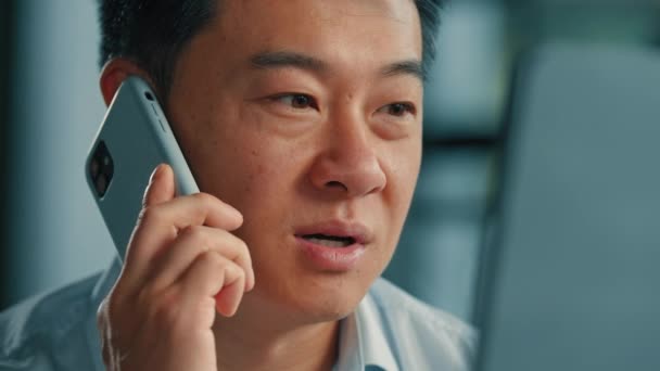 Azji Koreański Chiński Człowiek Biznesmen Dojrzałe Szef Agent Konsultant Mężczyzna — Wideo stockowe