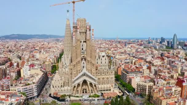 Barcelona Španělsko 2022 Panorama Aerial View Drone Shot Spanish City — Stock video