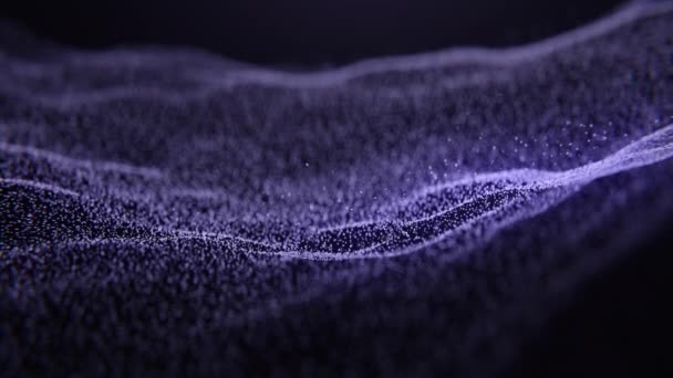 Flow Purpurové Barevné Částice Blikají Mikrokrystaly Fialové Molekuly Pohybující Galaxií — Stock video