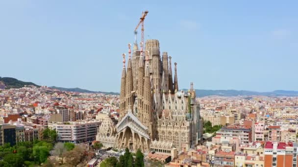Barcelona Spain 2022 Sagrada Familia Cathedral Temple Holy Church Town — Stock Video