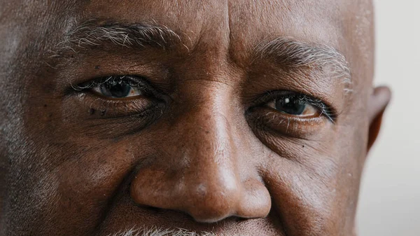 Macro Extreme Close Half Part Face Elderly Middle Aged African — ストック写真