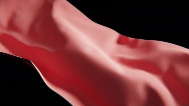 4k, siyah üzerine kırmızı kumaş dokusu dalgalanması. Dalgalı brandanın tasarımı kaba keten kumaş. İş duvar kağıdı sunum reklamları için soyut 3d canlandırma şablonu arkaplanı.