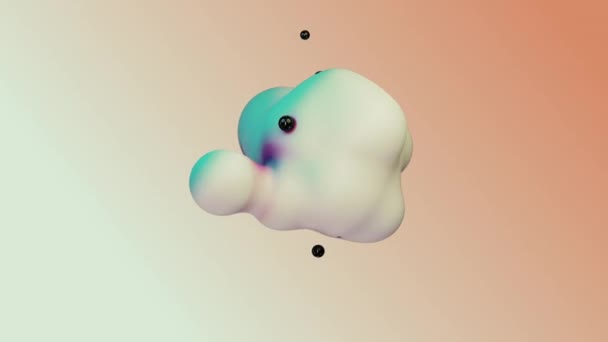 流体动力抽象动画白球浮球滴气泡过渡变形米色背景黑色小珍珠3D渲染业务添加 — 图库视频影像