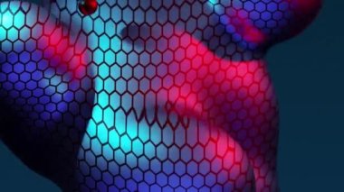 Abstract neon multicolored metaball with scale reptile texture meta ball bubble transition transformation for business presentation background template for reports futuristic 3d render animation loop