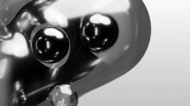 3d render motion design wallpaper abstract animation monochrome grey black gray art object on meta balls spheres glass liquid silver metal material transition deformation process on white background