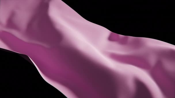 4Kピンクの絹織物素材の質感の絹の波を黒に移動します 波状のキャンバスラフ粗いリネン布の動きのデザイン ビジネス壁紙のための抽象3Dレンダリングアニメーションパターンの背景 — ストック動画