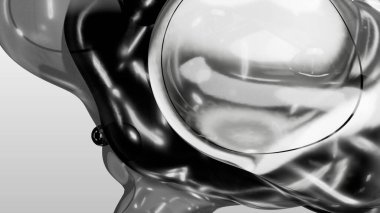3d render motion design wallpaper animation business presentation monochrome grey white metaball gray liquid water soapy mercury bubble metasphere ball silver metal transition deformation metaverse
