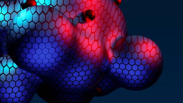 Abstrakt Neon Flerfärgad Metaball Med Skala Reptil Konsistens Meta Boll — Stockfoto