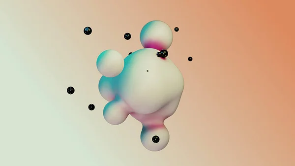 Liquid Fluid Dynamic Abstract Animated White Metaball Floating Spheres Blobs — Foto de Stock