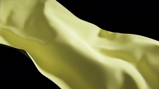 4K黒に黄色の生地素材のテクスチャ波を移動します 波状のキャンバスラフ粗いリネン布の動きのデザイン ビジネス壁紙プレゼンテーション広告のための抽象3Dレンダリングアニメーションパターンの背景 — ストック動画