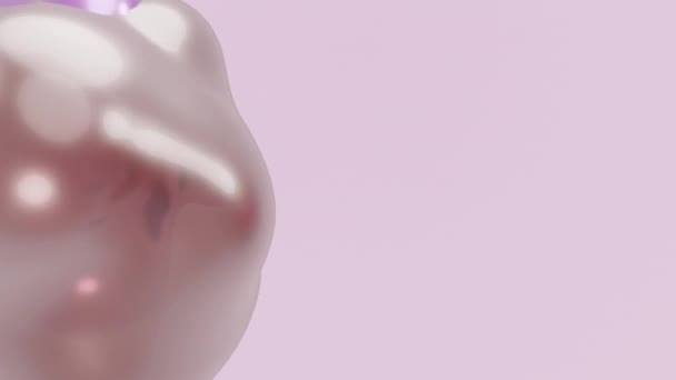 3Dレンダリングアニメーションモーションデザインプレゼンテーションの背景壁紙の雰囲気 ピンク紫色の抽象メタ球の液体形状変形をメタボール泡に移動真珠分子をドロップします — ストック動画