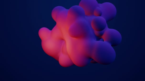 变质3D渲染动画粉红紫色抽象元球体气泡艺术球体蓝色背景空间运动元球体形状运动设计液滴形变 — 图库视频影像
