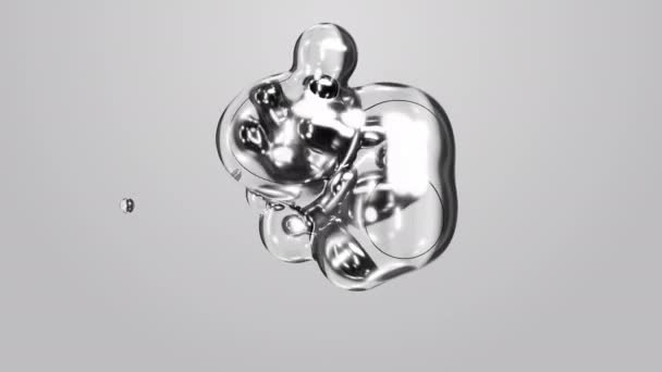 Grey Gray White Silver Metaball Liquid Metasphere Render Motion Design — Wideo stockowe