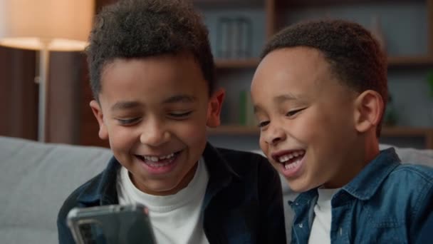 Two Happy Little African American Siblings Boys Children Kids Little — Stockvideo