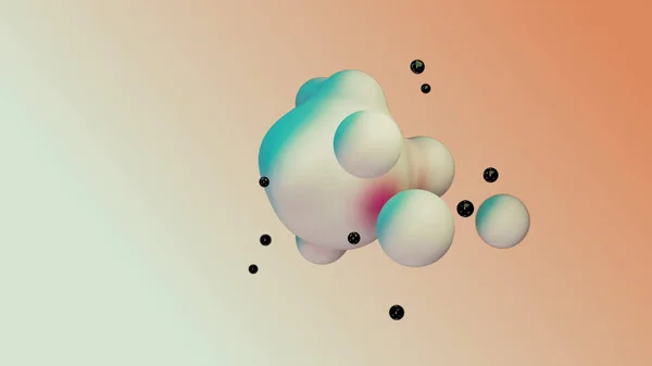 Liquid Fluid Dynamic Abstract Animated White Metaball Floating Spheres Blobs — Zdjęcie stockowe
