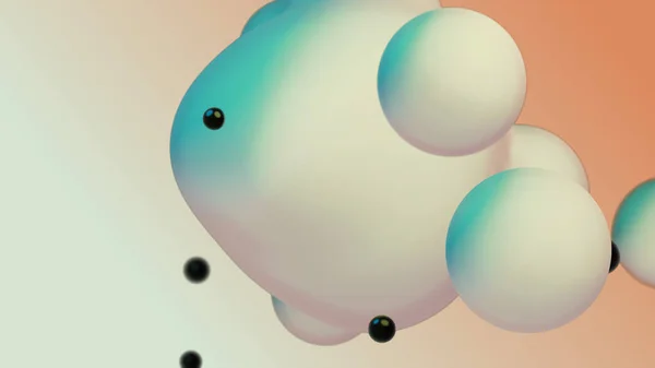Liquid Fluid Dynamic Abstract Animated White Metaball Floating Spheres Blobs — Stockfoto