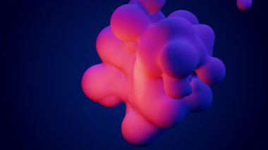 3d render pink blue metaball split into many bubbles meta balls deformation motion design animation abstract digital art moving flying round spheres medical business backdrop presentation background
