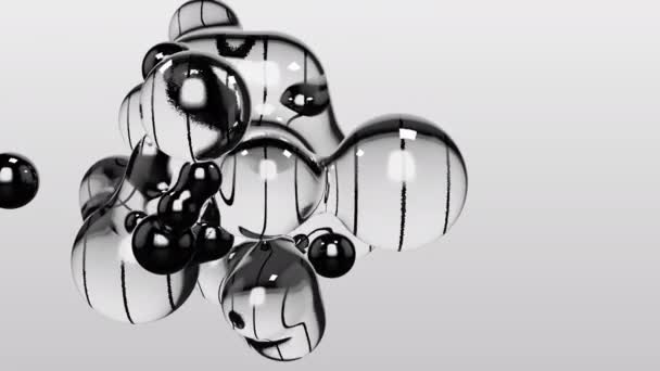 Рендеринг Движения Дизайн Анимации Жидкость Воды Мыльная Полосатая Абстрактная Метабола — стоковое видео