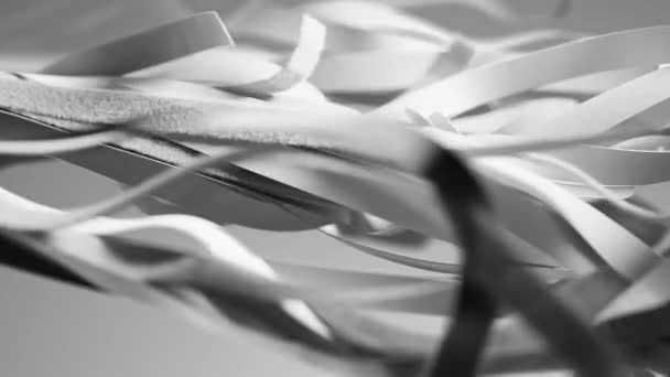 Рендеринг Движения Дизайн Анимации Волокна Серого Белого Шелка Шелка Атласная — стоковое видео