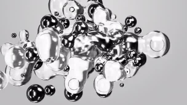 Gir Animasjon Form Abstrakt Flytende Akvagrå Svart Sølvmetaball Kvikksølvbobler Meta – stockvideo