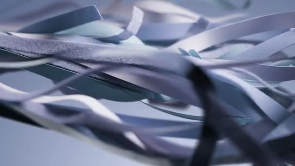 Render Animation Azure Light Blue Cut Ribbons Textile Moving Waving — Video